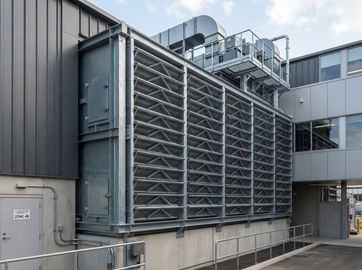 Industrial acoustic louvres for ventilated, sound-controlled extraction